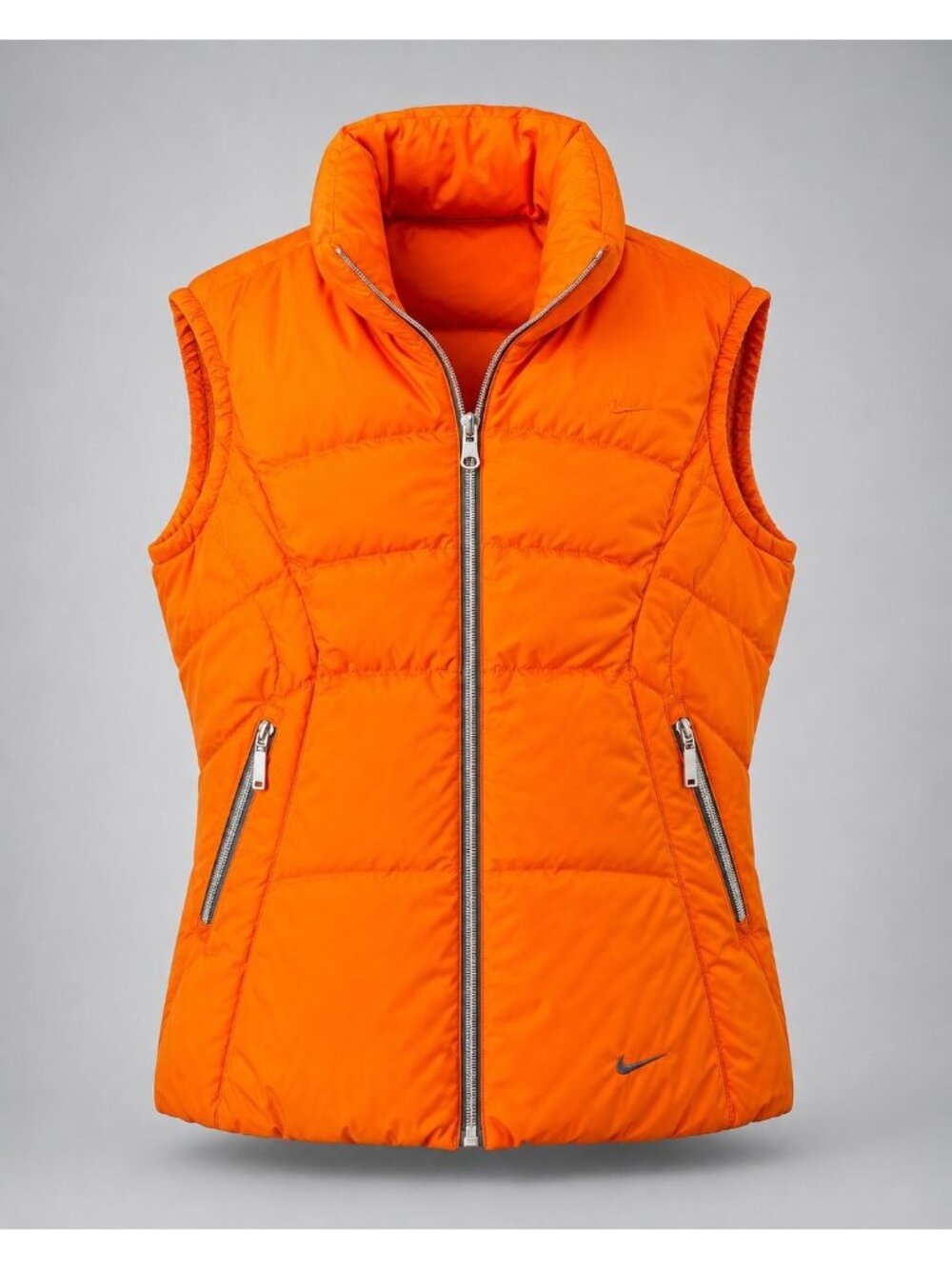 Nike Women's Medium Reversible Vest Orange Puffer Insulated Zip-Up Warm Layer